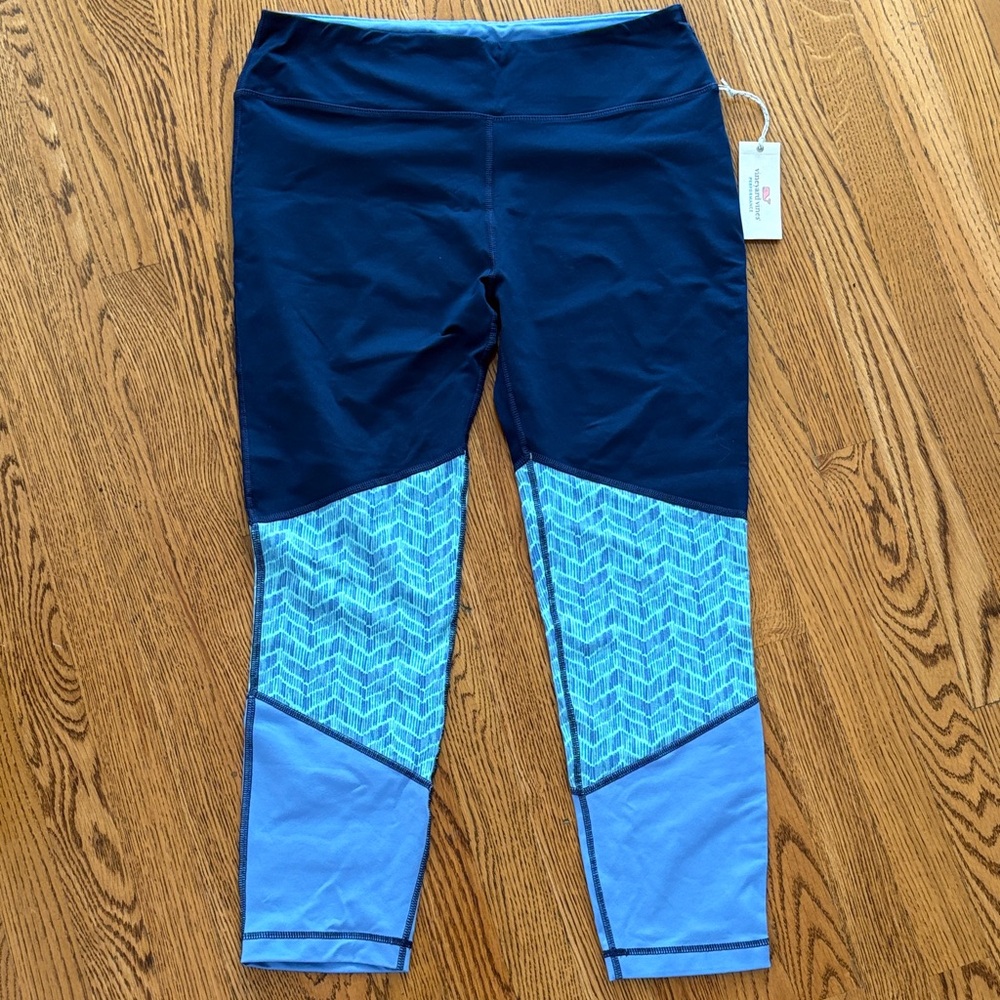 NWT Vineyard Vines Performance Leggings Newport Blue Size Large